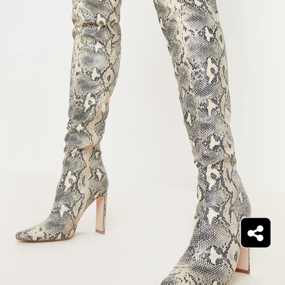 Over the Knee Snake Print Boots - Picture 1 of 3